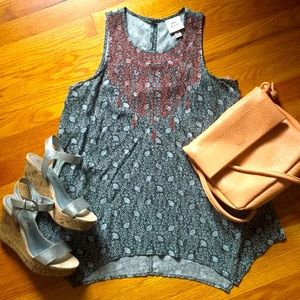 Knox Rose Embroidered Top Floral NWT Boho